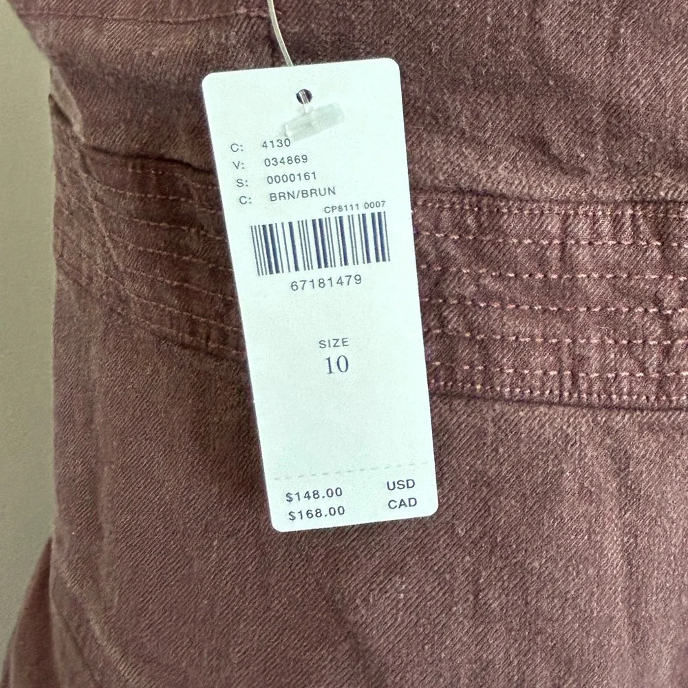 NWT Anthropologie dark brown square neck cargo dress linen blend size 10 - Picture 7 of 13